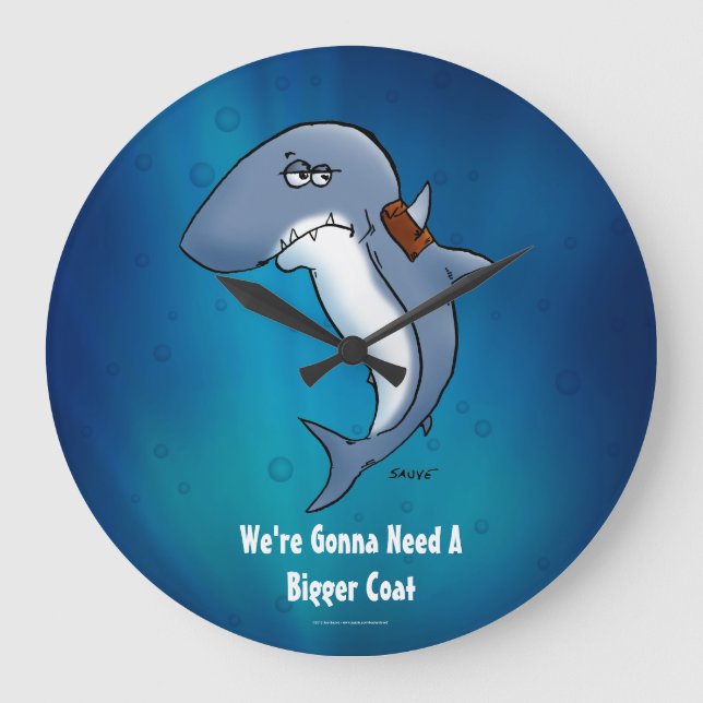 Shark Gonna Need A Bigger Coat Large Clock (Front)