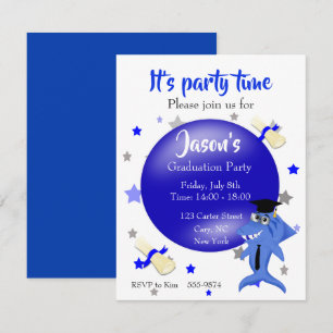 Shark graduation party invitation