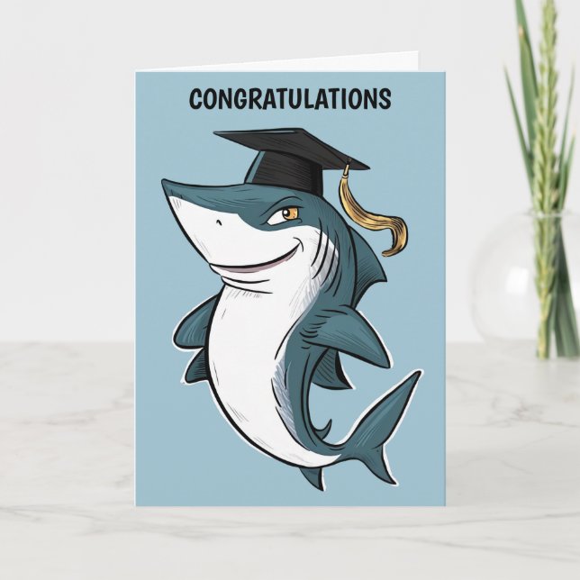 Shark Graduation Personalised Card (Front)
