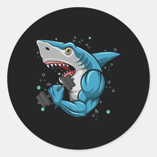 Shark Gym Powerlifting Weightlifting Bodybuilding  Classic Round Sticker (Front)