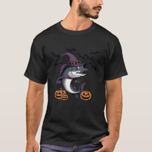 Shark Halloween Costume Scary Pumpkin Bat Witch T T-Shirt
