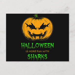 Shark Halloween Pumpkin Holiday Postcard