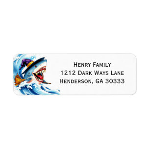 Shark Halloween Surfing Return Address Label