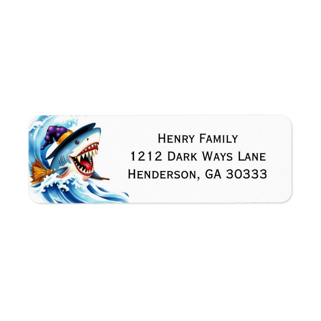 Shark Halloween Surfing Return Address Label (Front)