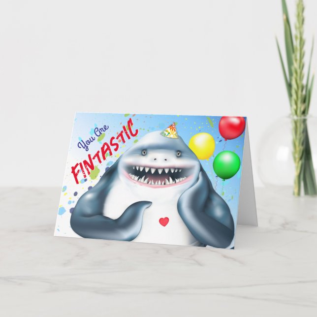 Shark Happy Birthday Card (Front)