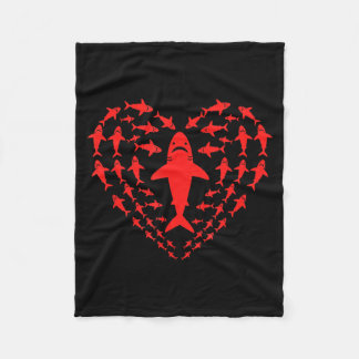 Shark heart kids sea creature valentine graphic fleece blanket