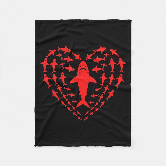 Shark heart kids sea creature valentine graphic  fleece blanket (Front)