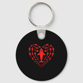 Shark heart kids sea creature valentine graphic key ring