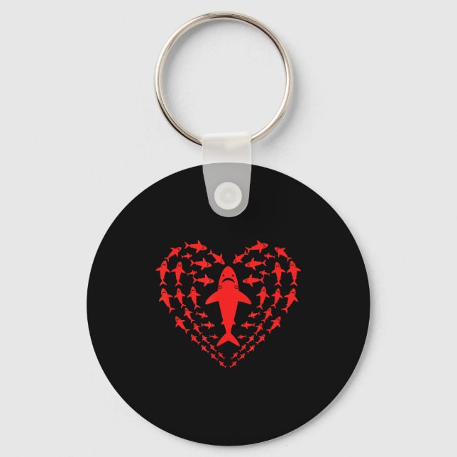 Shark heart kids sea creature valentine graphic  key ring (Front)