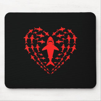 Shark heart kids sea creature valentine graphic mouse pad