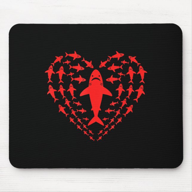 Shark heart kids sea creature valentine graphic  mouse pad (Front)