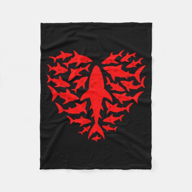 Shark Heart Ocean Funny Valentines Day Men Women K Fleece Blanket (Front)
