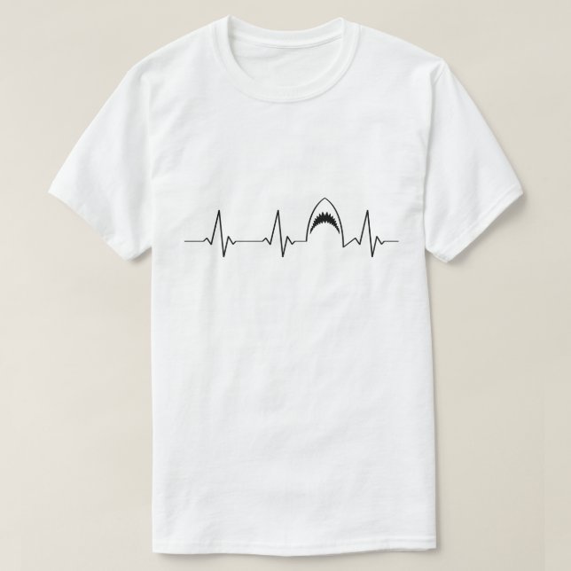 Shark Heartbeat | I Love Sharks | Jaws T-Shirt (Design Front)