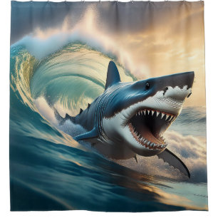 Shark Hit and Run Shower Curtain
