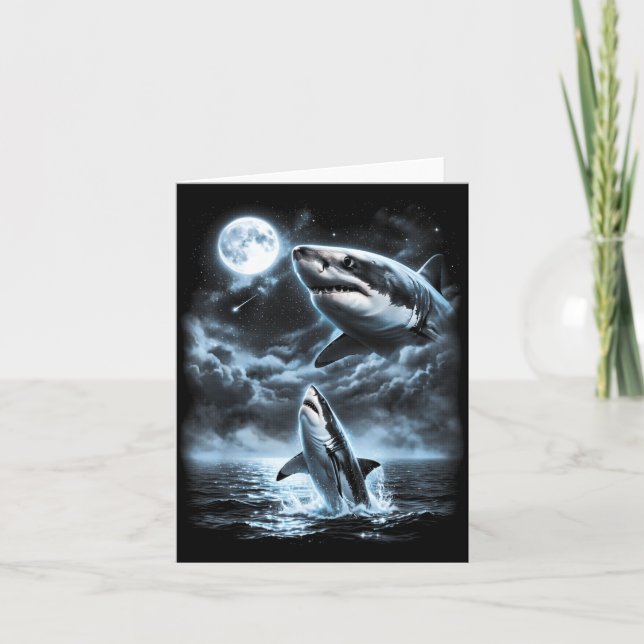 Shark Howling At Moon 90s Retro Card (Front)