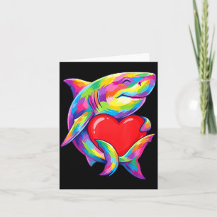 Shark Hugging Valentine Heart Colour Critters Rain Card