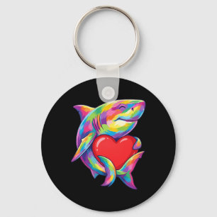 Shark Hugging Valentine Heart Colour Critters Rain Key Ring