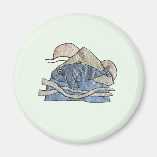 Shark in embroidery design magnet