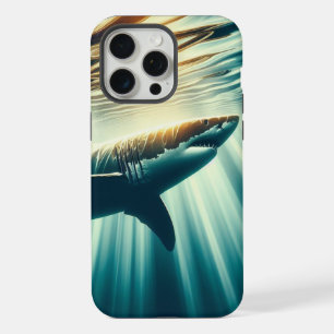 Shark in the deep blue sea & sunlight iPhone 15 pro max case