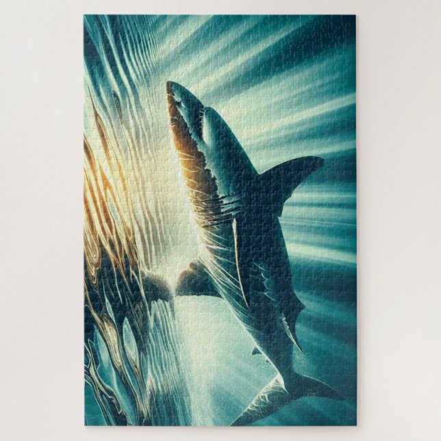 Shark in the deep blue sea & sunlight jigsaw puzzle (Vertical)