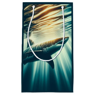 Shark in the deep blue sea & sunlight small gift bag