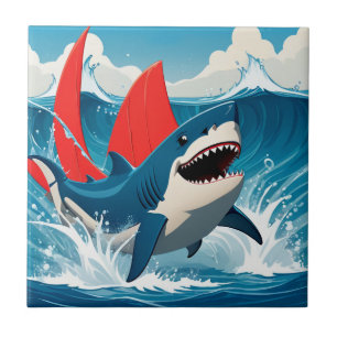Shark in the Ocean Ceramic Tile