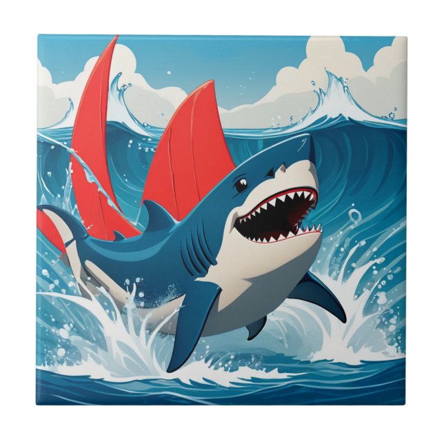 Shark in the Ocean  Ceramic Tile (Front)