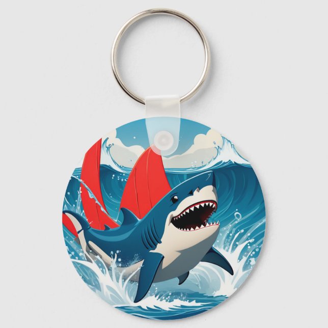Shark in the Ocean  Key Ring (Front)