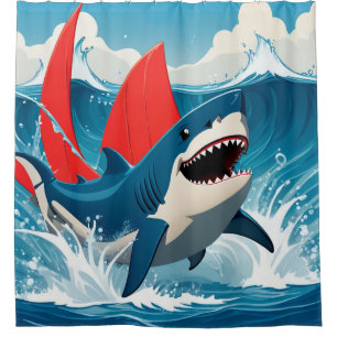 Shark in the Ocean  Shower Curtain