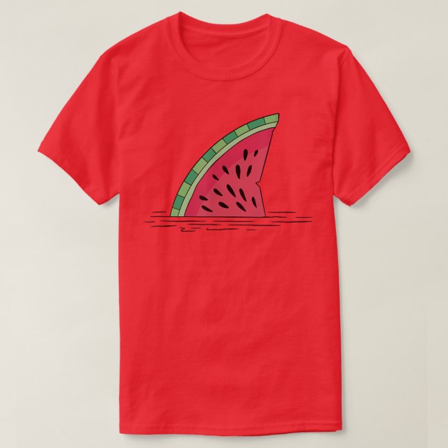 Shark in the Water Funny Watermelon Ironic  T-Shirt (Design Front)