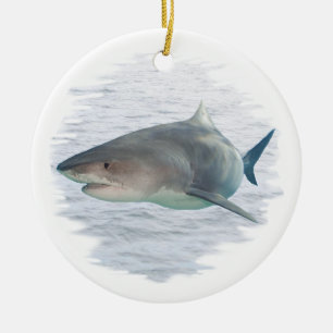 Shark in water ceramic tree decoration