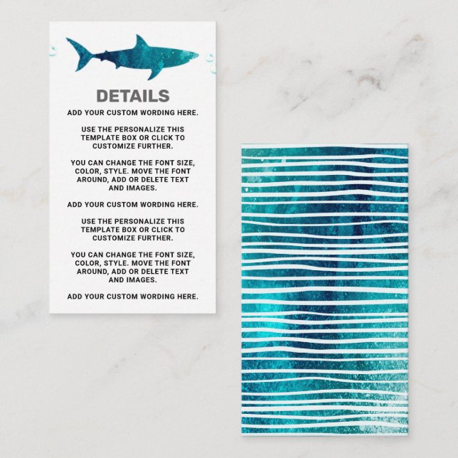Shark Infested Any Age Birthday Party Enclosure Card (Front/Back)