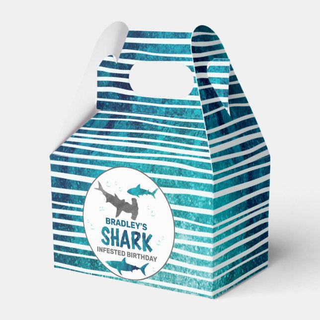 Shark Infested Any Age Birthday Party Favour Box (Front Side)