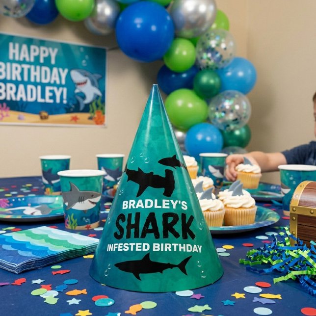 Shark Infested Any Age Birthday Party Hat (Creator Uploaded)