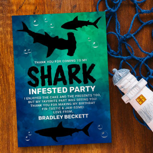 Shark Infested Any Age Birthday Party Thank You