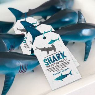 Shark Infested Any Age Birthday Party Thank You Gift Tags