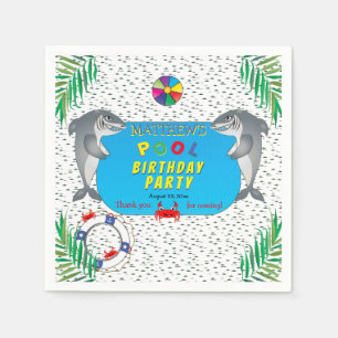 Shark Infested Boy Birthday Pool Party Napkin