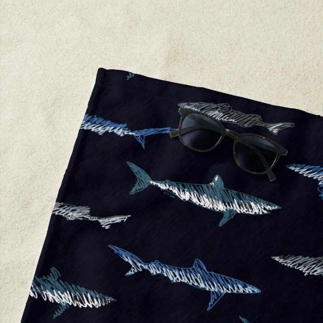 Shark Invasion Pattern Beach Towel (In Situ)