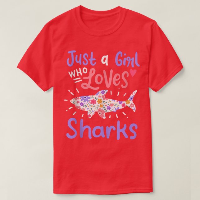 Shark Just A Girl Who Loves Sharks Gift Tank Top (Design Front)