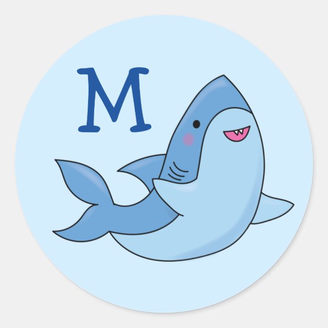 Shark Kid Cute Kawaii Name Envelope Seal Sticker (Front)