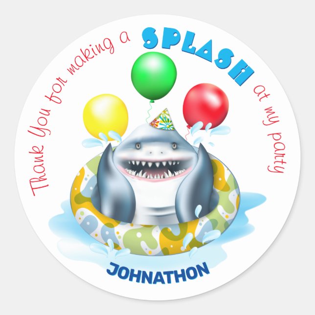 Shark Kids Birthday Classic Round Sticker (Front)