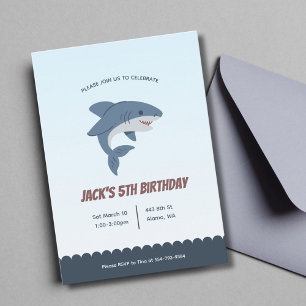 Shark Kids Boy Birthday Party Invitation