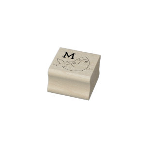 Shark Kid's Cute Kawaii Monogram Initial Rubber S Rubber Stamp