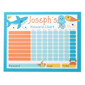 Shark Kids Reward Chart for Daily Routine Chores Notepad