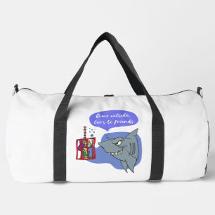 shark, let's be friends duffle bag