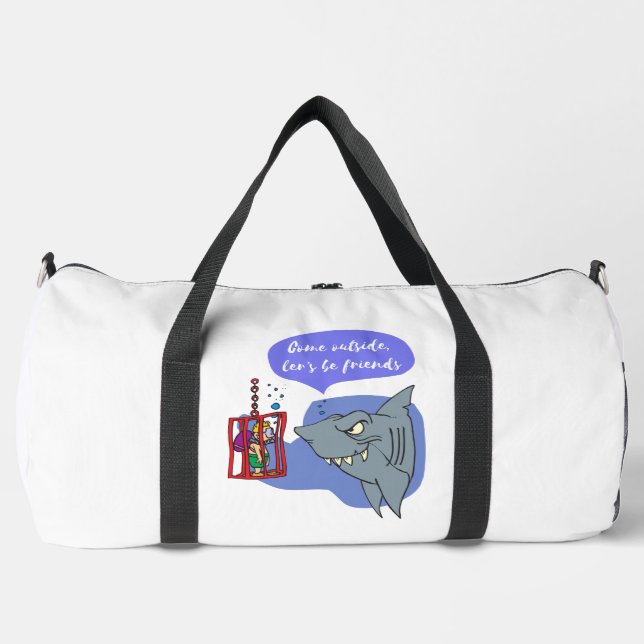 shark, let's be friends duffle bag (Front)