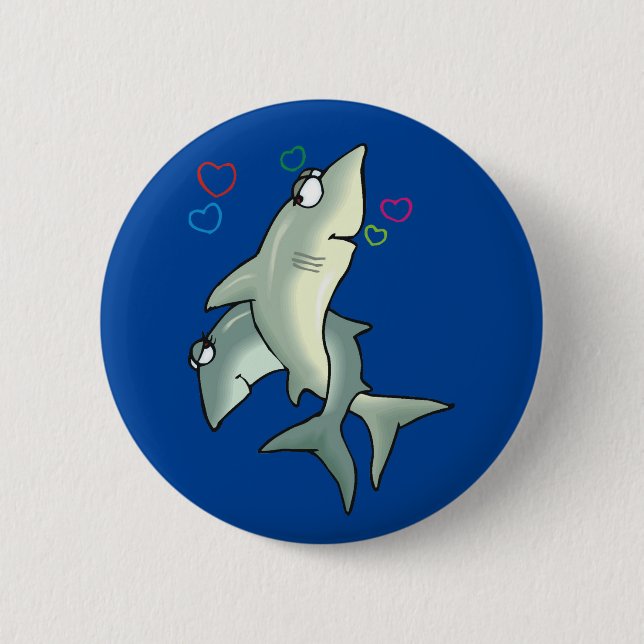 Shark Love 6 Cm Round Badge (Front)