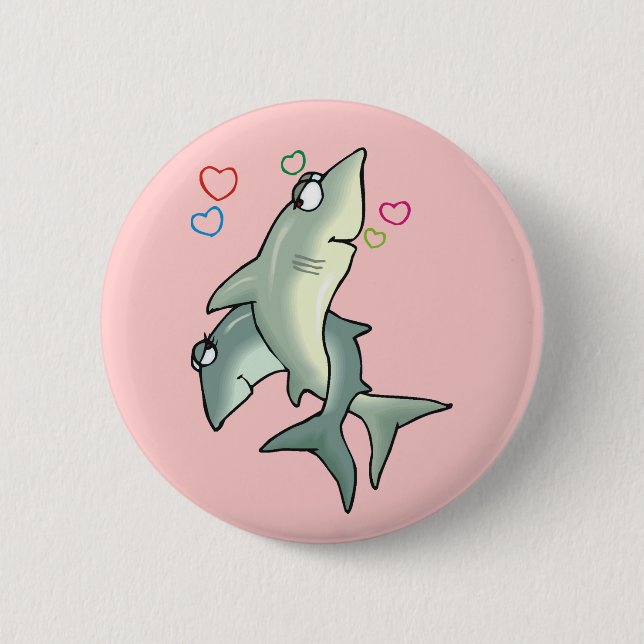 Shark Love (pink) Button (Front)