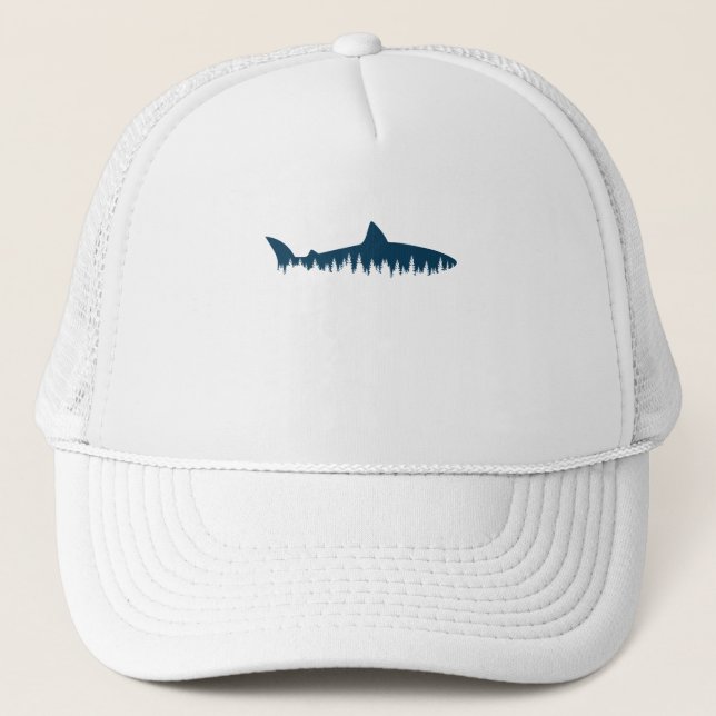 Shark Lover Great White Shark Shadow Trucker Hat (Front)