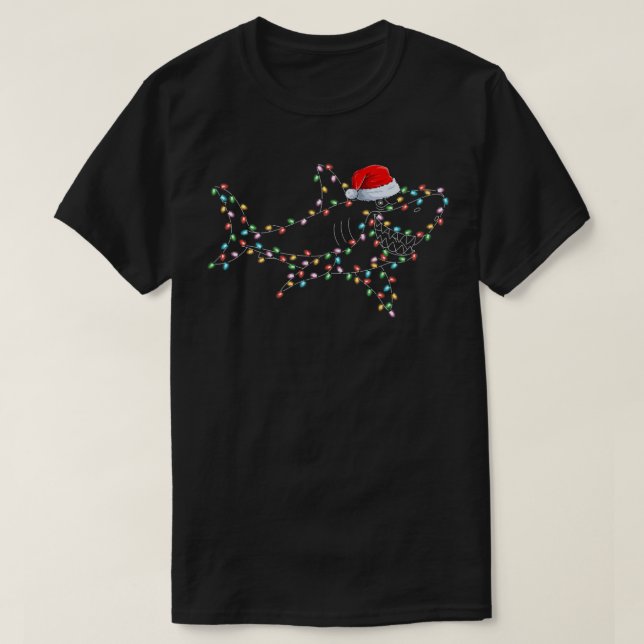 Shark Lover Xmas Lights Santa Hat Shark Christmas T-Shirt (Design Front)